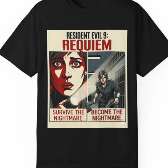 Gildan Other - Resident Evil 9 Requiem T-Shirt - Grace vs Leon Gameplay Graphic Tee